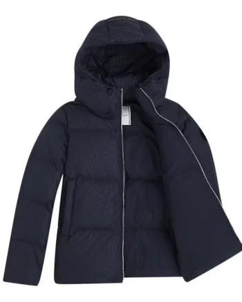 Geaca cu gluga si umplutura de puf Cube Embossed Puffer Down,