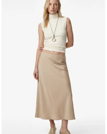 Top slim fit cu guler inalt, Alb fildes