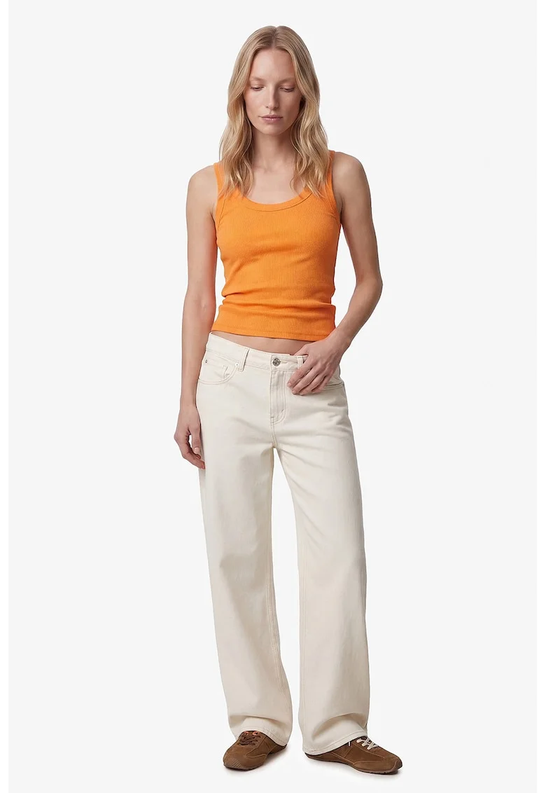 Top slim-fit cu model uni, Portocaliu