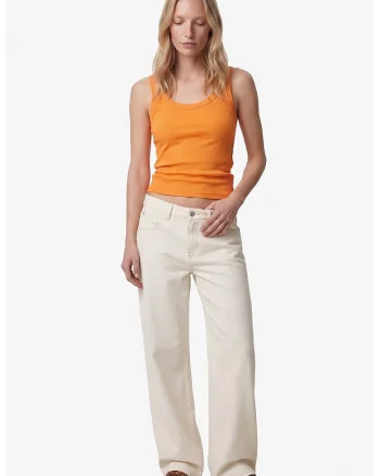 Top slim-fit cu model uni, Portocaliu