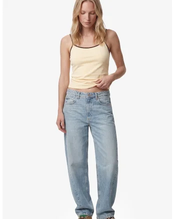 Top crop cu croiala slim-fit si bretele inguste, Maro inchis/Crem