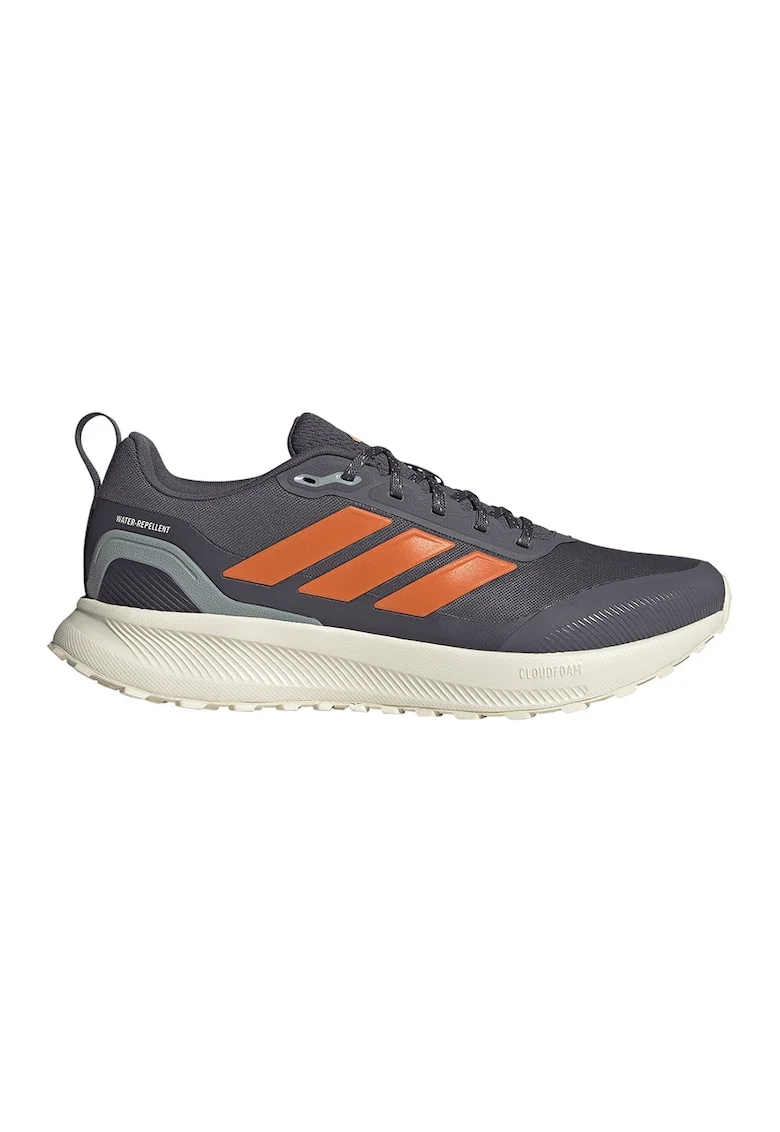 Pantofi Runfalcon 5 cu finisaj rezistent la apa, pentru alergare, Negru/Portocaliu/Gri cenusiu