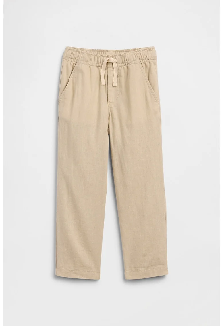 Pantaloni jogger din amestec de in cu buzunare, Bej deschis