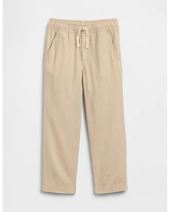 Pantaloni jogger din amestec de in cu buzunare, Bej deschis