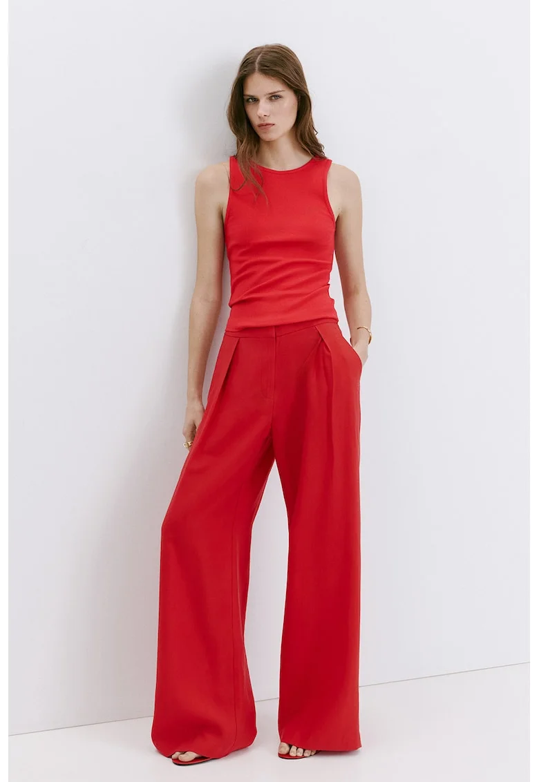 Top slim-fit cu model uni, Rosu