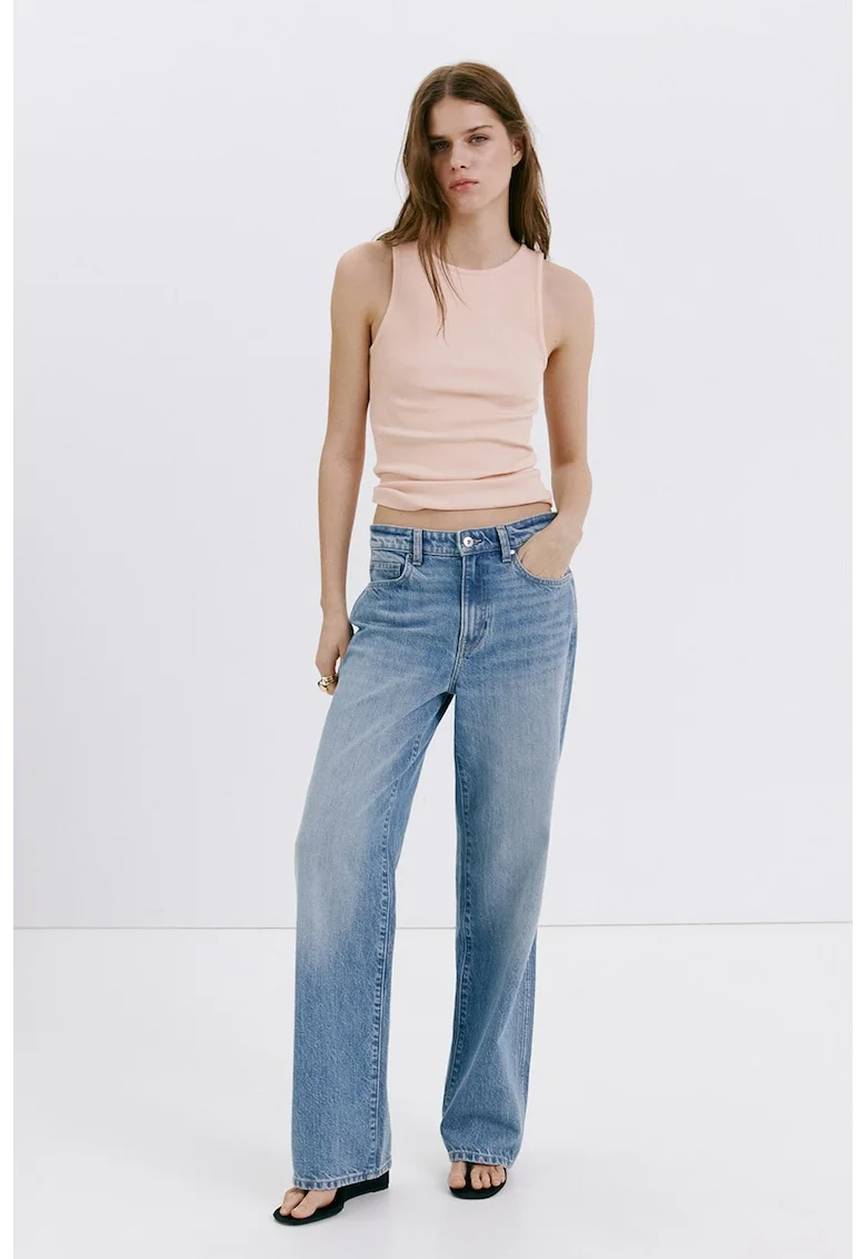 Top slim-fit cu model uni, Piersica
