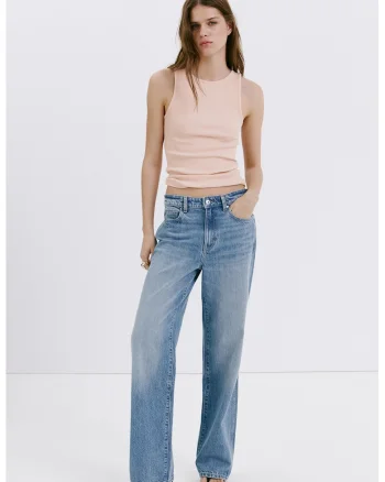 Top slim-fit cu model uni, Piersica