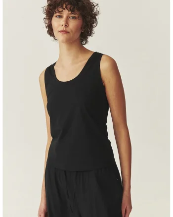 Top cu decolteu rotund, Negru