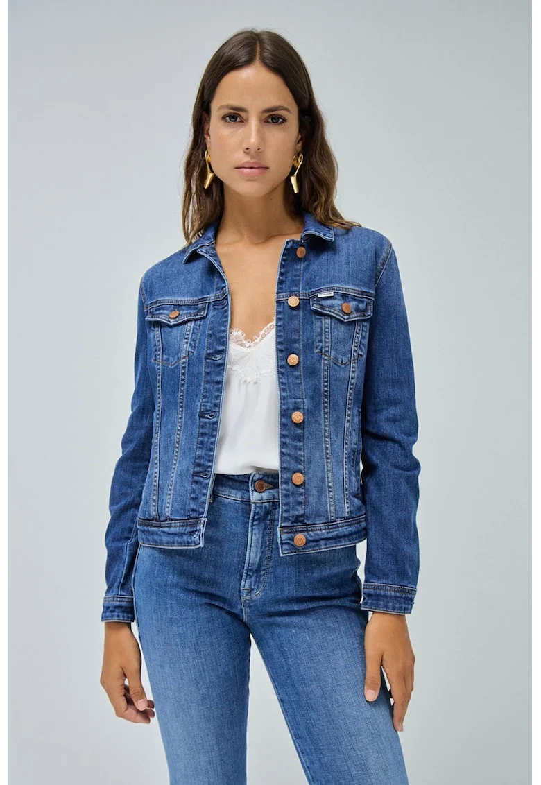 Jacheta de denim cu nasturi, Albastru lavanda