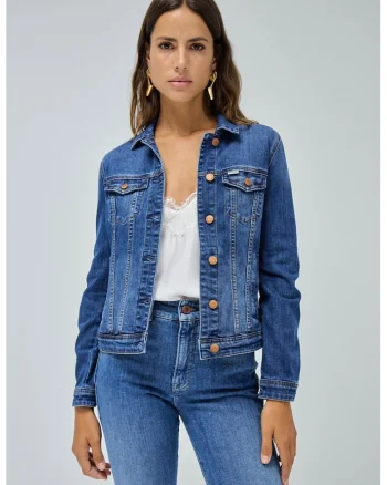 Jacheta de denim cu nasturi, Albastru lavanda