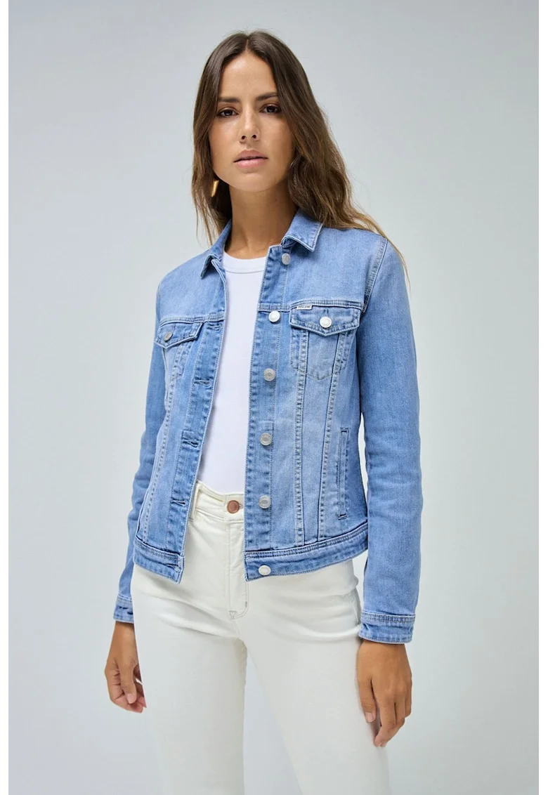 Jacheta de denim cu nasturi, Albastru deschis