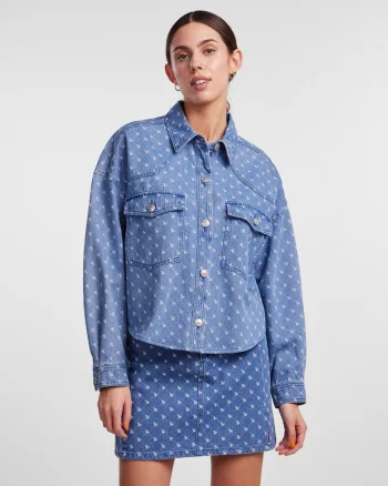 Jacheta din denim cu model,
