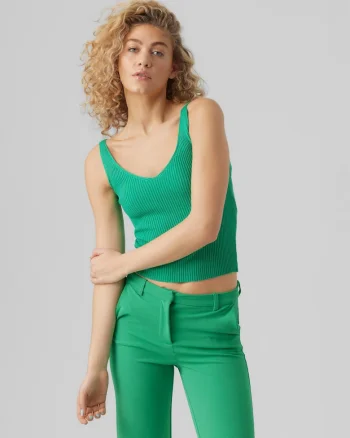 Top tricotat slim fit cu decolteu in V,