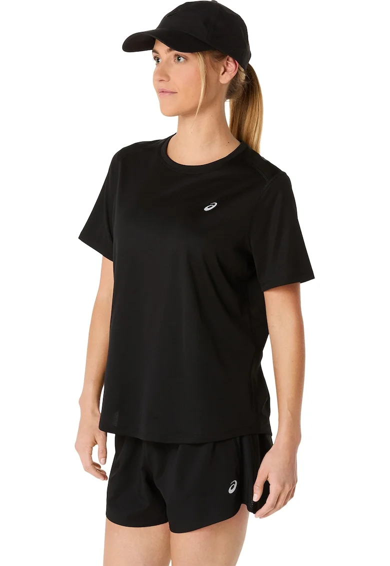Tricou cu decolteu rotund, pentru alergare, Negru