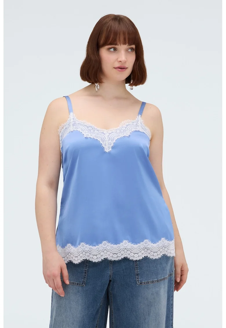Top din satin cu dantela, Albastru deschis