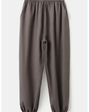 Pantaloni conici din amestec de in, Maro