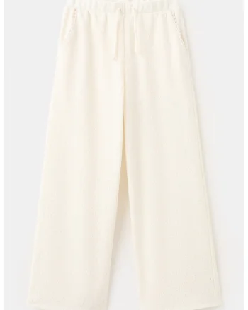 Pantaloni din tricot cu croiala ampla, Bej deschis