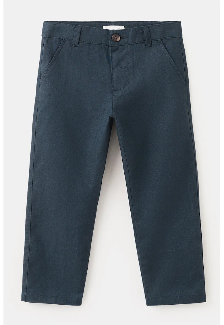 Pantaloni drepti din amestec de in, Bleumarin
