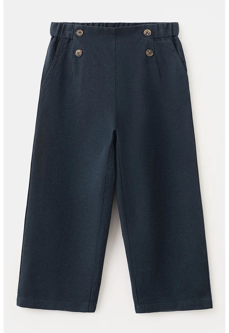 Pantaloni cu croiala ampla si talie elastica, Bleumarin