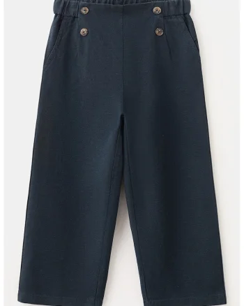 Pantaloni cu croiala ampla si talie elastica, Bleumarin