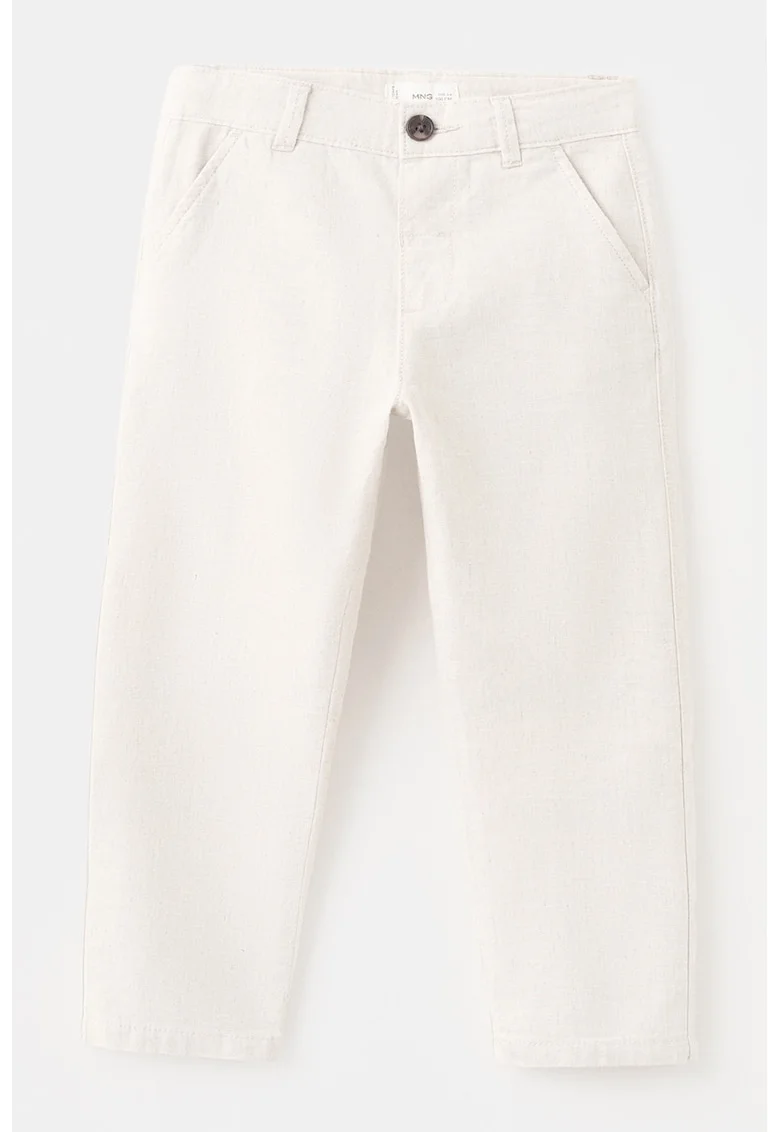 Pantaloni drepti din amestec de in, Maro nisip