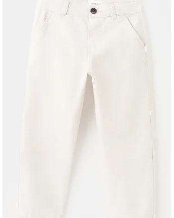 Pantaloni drepti din amestec de in, Maro nisip