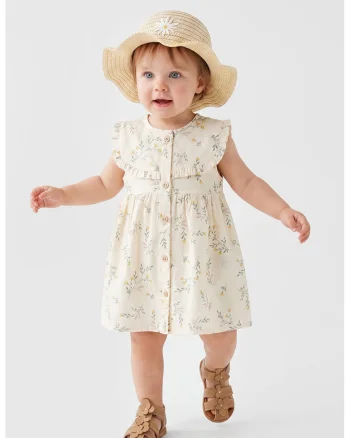 Palarie de paie cu detaliu floral, Galben pastel/Alb murdar/Bej deschis