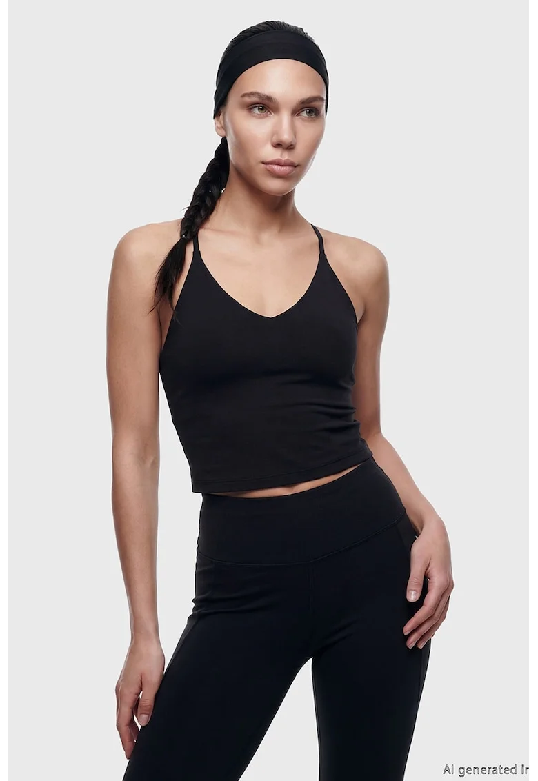 Top crop pentru fitness, Negru stins