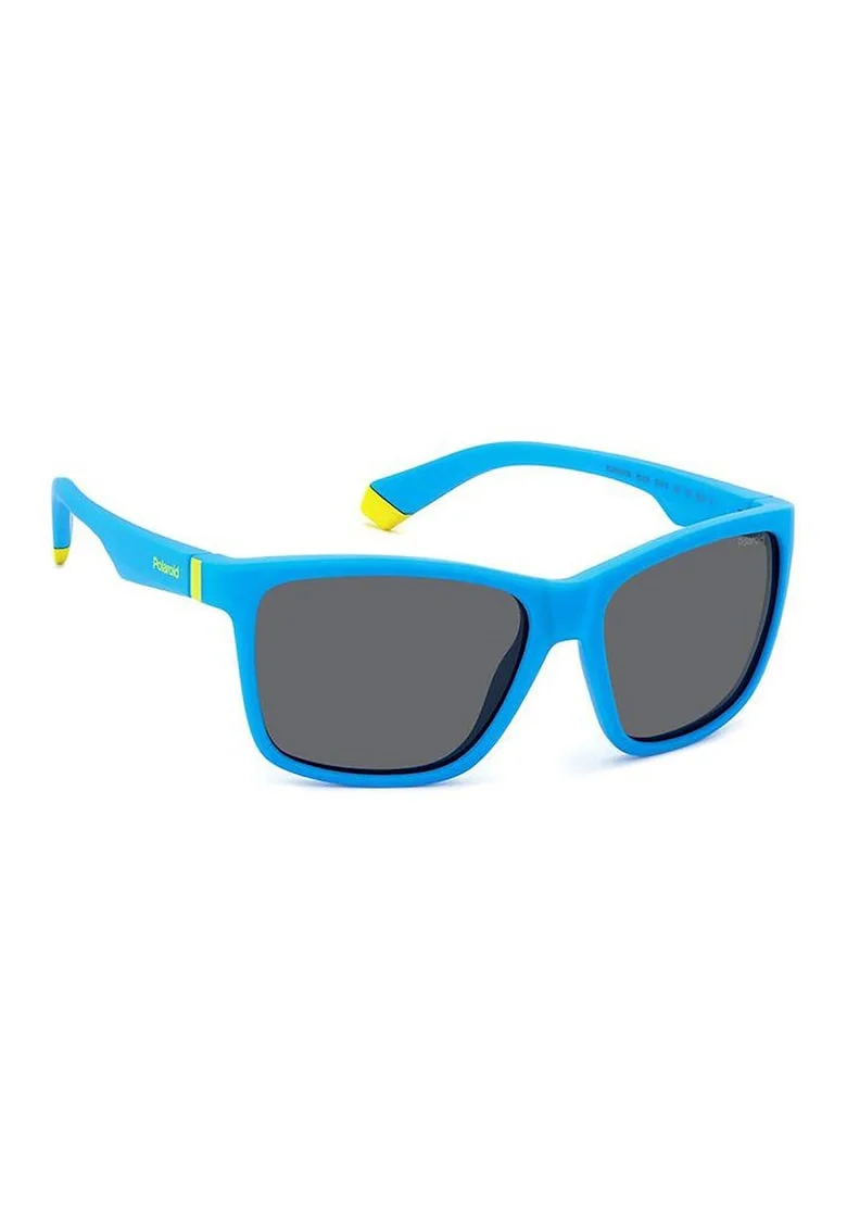 Ochelari de soare unisex patrati, cu lentile uni, Albastru deschis/Gri antracit