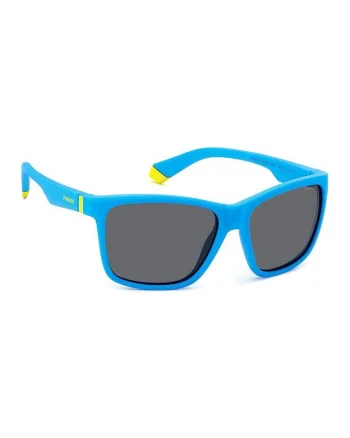 Ochelari de soare unisex patrati, cu lentile uni, Albastru deschis/Gri antracit