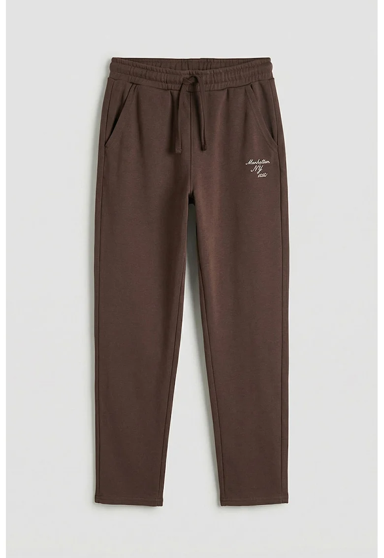 Pantaloni de trening cu snur de ajustare in talie, Maro pamantiu