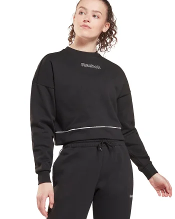 Bluza sport crop cu maneci cazute, pentru antrenament, Negru