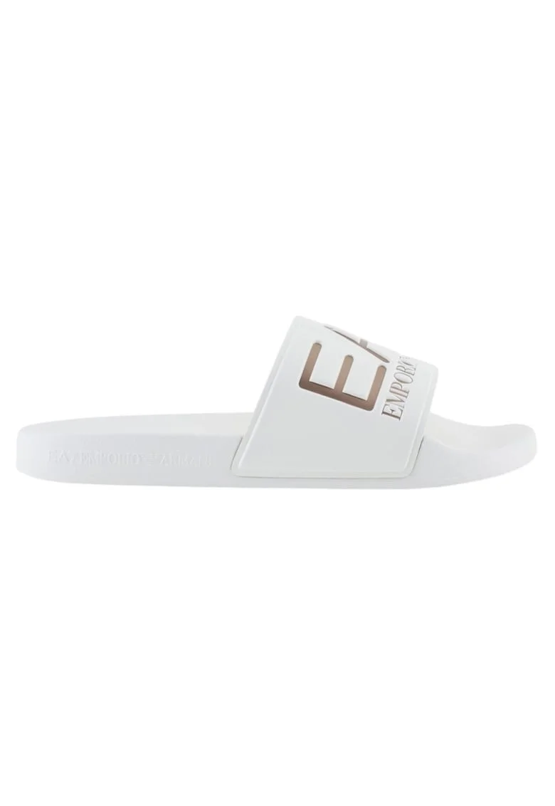 Papuci  EA7 Logo slides 61212, Alb/Auriu