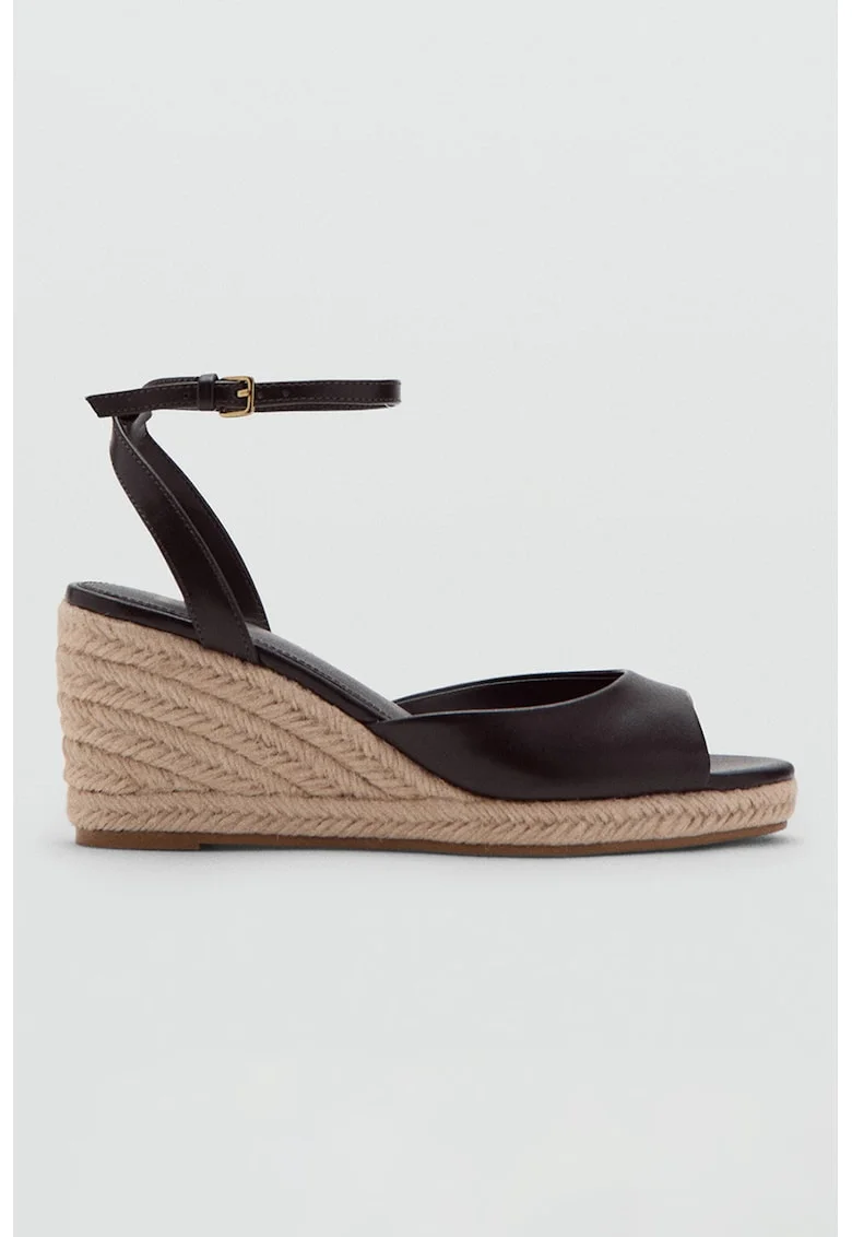 Espadrile flatform cu varf decupat, Negru