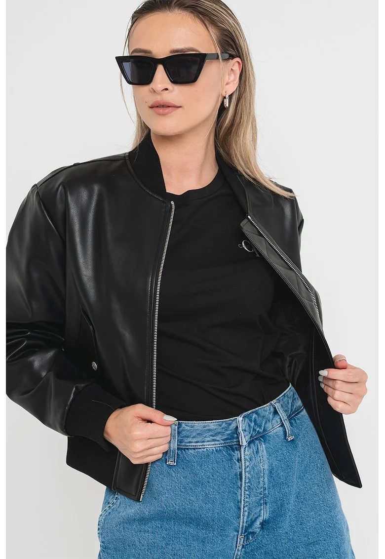 Jacheta scurta cu fermoar, Negru