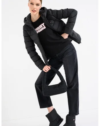 Geaca slim fit cu gluga, Negru