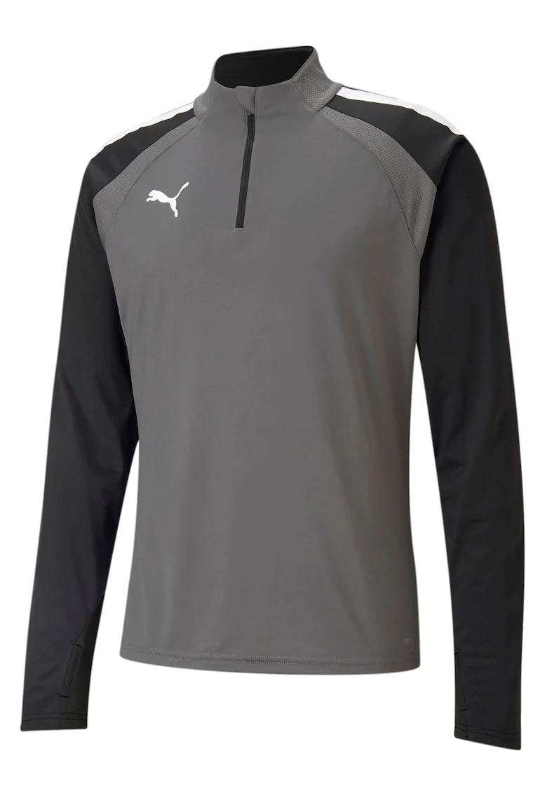 Bluza sport  TEAM LIGA, gri, poliester, cu fermoar 1/4, maneci cu orificii pentru degetul mare