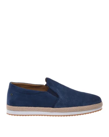 Espadrile din piele intoarsa cu logo metalic, Albastru