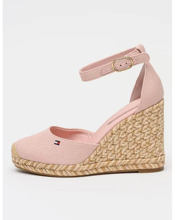 Espadrile wedge din material textil, Roz deschis