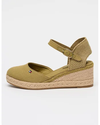 Sandale-espadrile wedge, Auriu/Verde masliniu