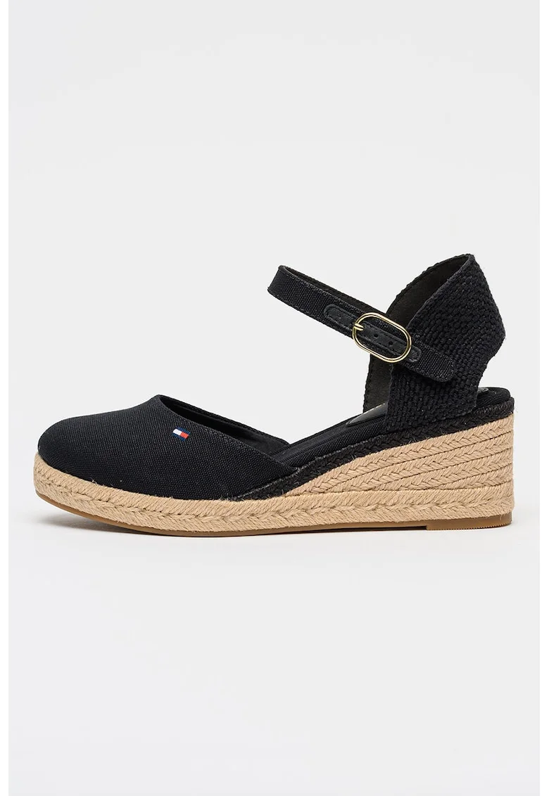 Sandale-espadrile wedge, Negru stins
