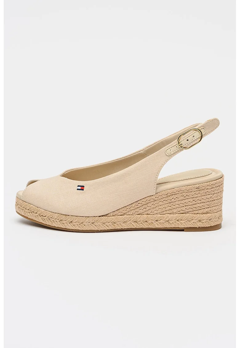 Sandale-espadrile wedge, Bej deschis