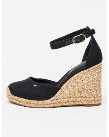 Espadrile wedge din material textil, Negru