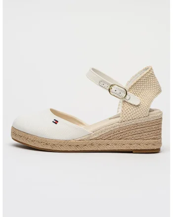 Sandale-espadrile wedge, Alb/Alb fildes