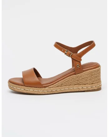 Espadrile wedge din piele, Auriu/Maro scortisoara