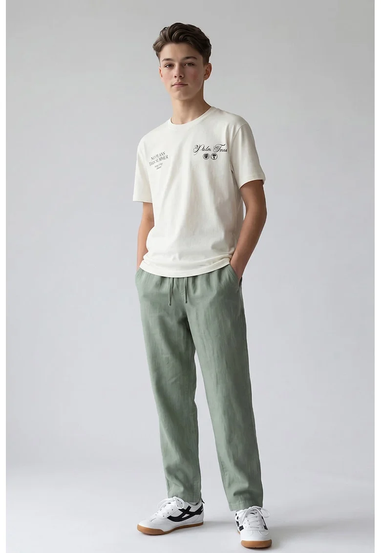 Pantaloni uni din bumbac, Verde deschis