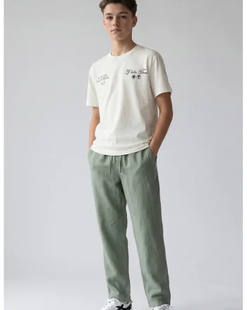 Pantaloni uni din bumbac, Verde deschis