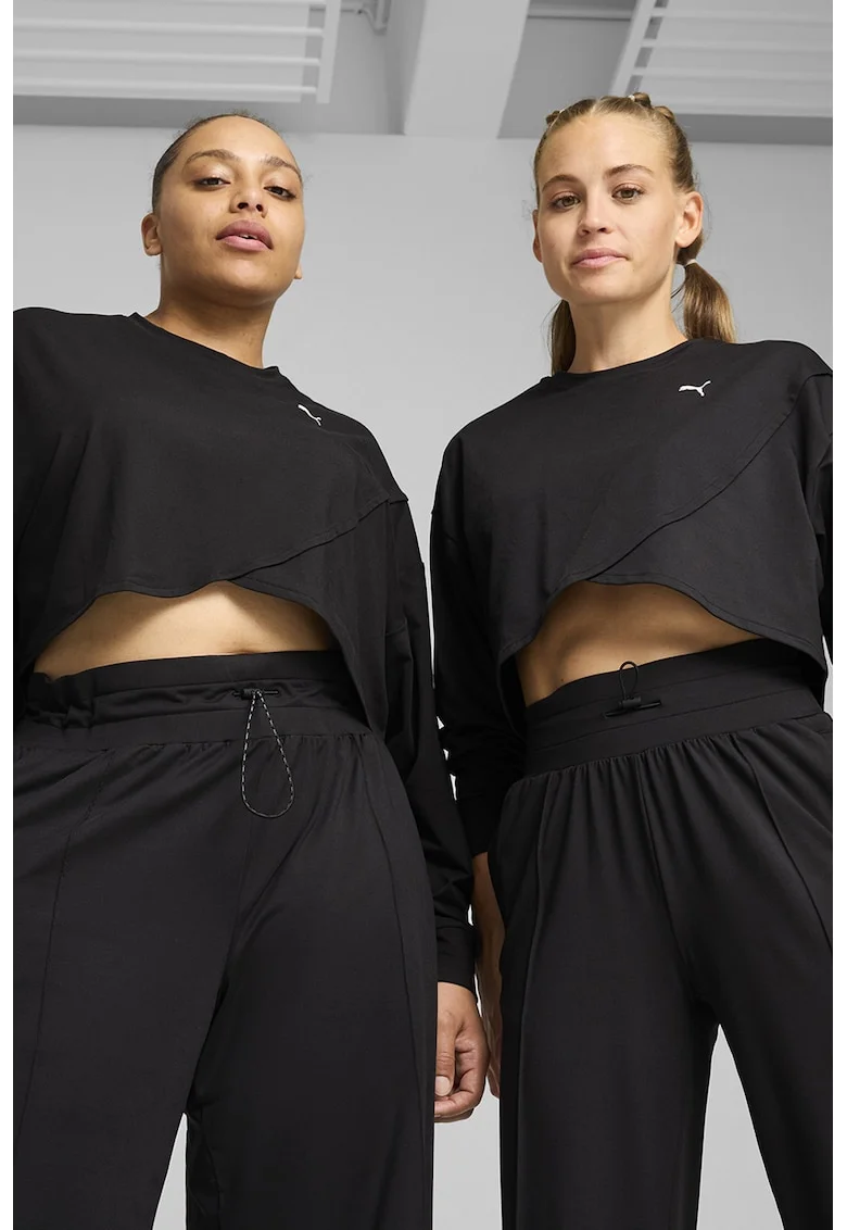 Bluza de trening crop pentru antrenament Cloudspun, Negru