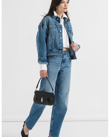 Jacheta din denim cu nasturi, Albastru melange