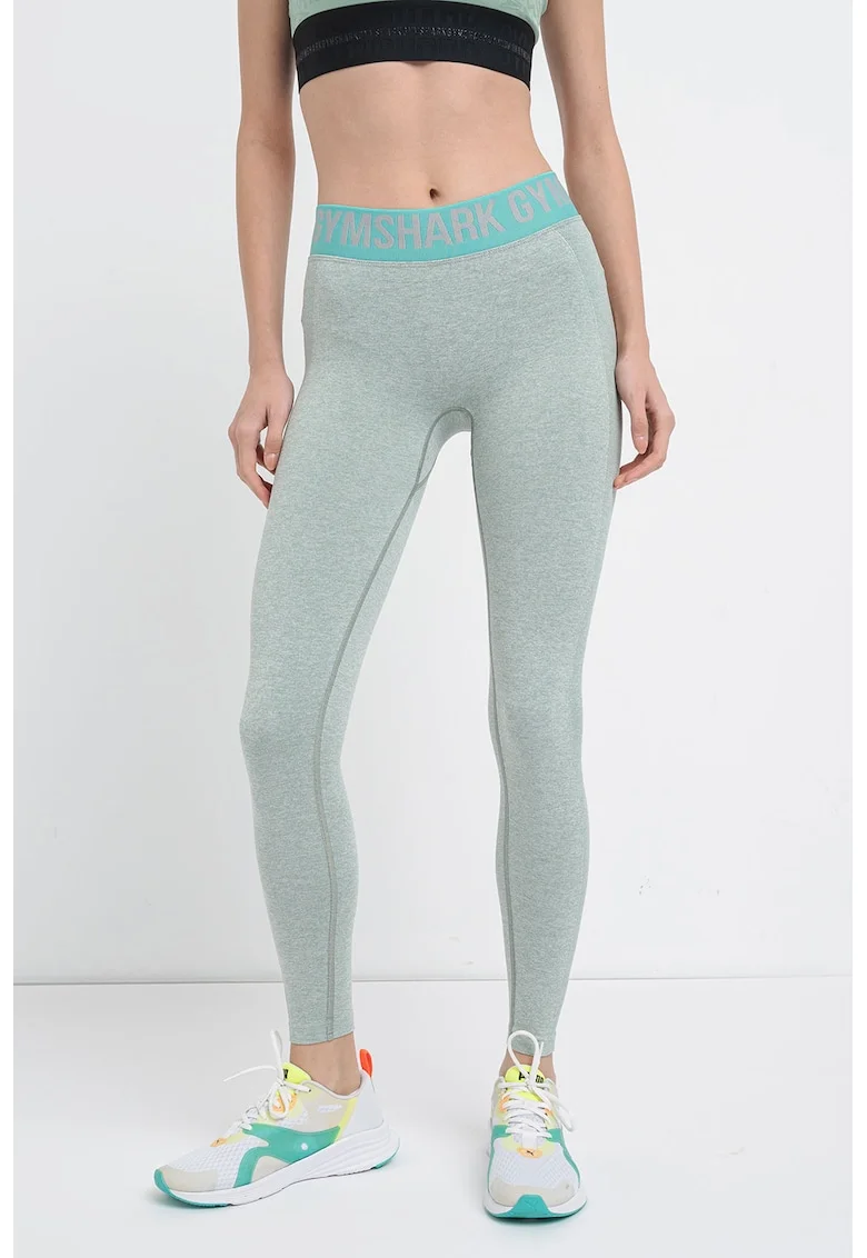 Colanti crop cu talie joasa pentru fitness Flex, Verde melange